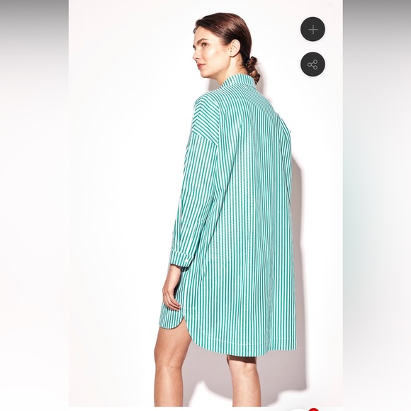 deluc solar green & white striped button front collared shirt dress size xs - Picture 3 of 8